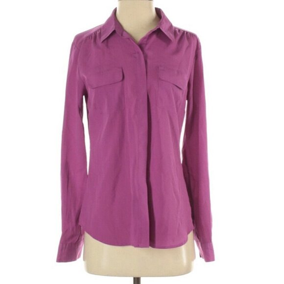 attention Tops - Attention Womens Button Up Collared Long Sleeve Pu